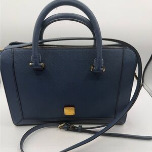 MCM Hand Bag Safiano leather
2way Blue with Gold hardware